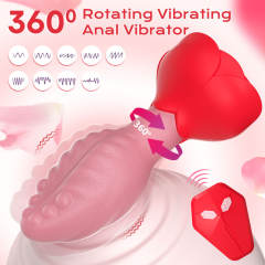 Red Waterproof Rechargeable Silicone Rotating Anal Plug – 9-Mode Vibrating, 360° Rotation, App & Remote Controlled