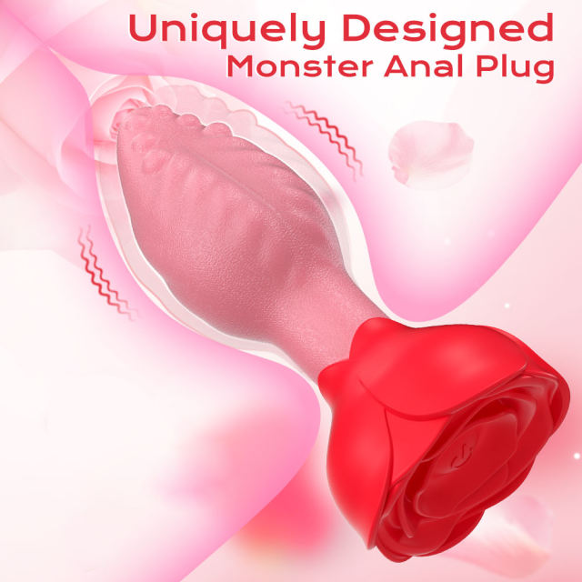Red Waterproof Rechargeable Silicone Rotating Anal Plug – 9-Mode Vibrating, 360° Rotation, App & Remote Controlled