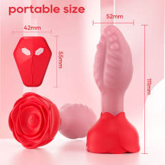 Red Waterproof Rechargeable Silicone Rotating Anal Plug – 9-Mode Vibrating, 360° Rotation, App & Remote Controlled