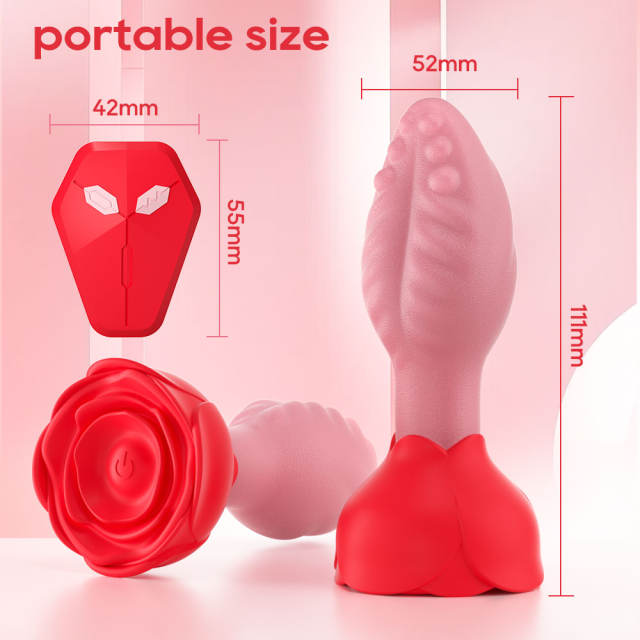 Red Waterproof Rechargeable Silicone Rotating Anal Plug – 9-Mode Vibrating, 360° Rotation, App & Remote Controlled