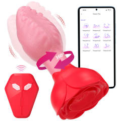 Red Waterproof Rechargeable Silicone Rotating Anal Plug – 9-Mode Vibrating, 360° Rotation, App & Remote Controlled