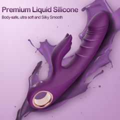 8.47'' Purple  Waterproof Rechargeable Silicone Thrusting Rabbit Vibrator – 10 Modes and Dual-Stimulation