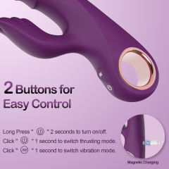 8.47'' Purple  Waterproof Rechargeable Silicone Thrusting Rabbit Vibrator – 10 Modes and Dual-Stimulation