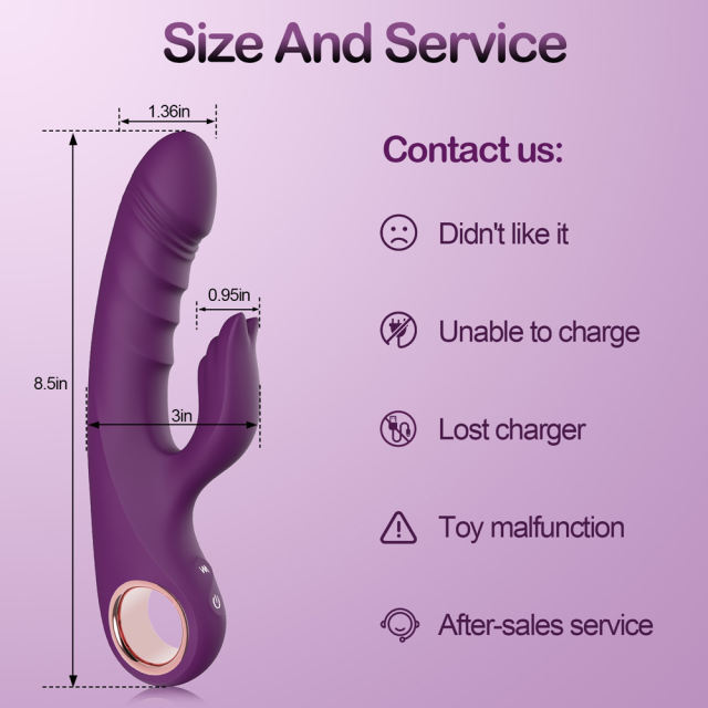 8.47'' Purple  Waterproof Rechargeable Silicone Thrusting Rabbit Vibrator – 10 Modes and Dual-Stimulation