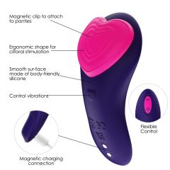 Purple Silicone 9-Mode Vibrating Panty with Heart Texture & Remote Control – USB Magnetic Rechargeable Waterproof Design