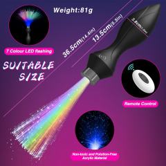14.38" Black Silicone 10-Mode Vibrating Anal Plug with Light-Up Effect & Remote Control – Rechargeable Waterproof Design