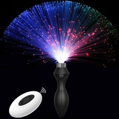 14.38" Black Silicone 10-Mode Vibrating Anal Plug with Light-Up Effect & Remote Control – Rechargeable Waterproof Design