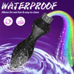 14.38" Black Silicone 10-Mode Vibrating Anal Plug with Light-Up Effect & Remote Control – Rechargeable Waterproof Design