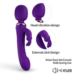 9.65" Purple Silicone 10-Mode Vibrator with Dual Stimulation Arm – Rechargeable Waterproof Design