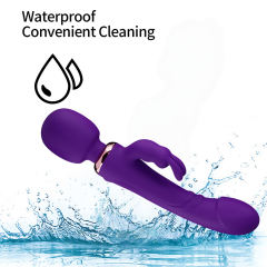 9.65" Purple Silicone 10-Mode Vibrator with Dual Stimulation Arm – Rechargeable Waterproof Design