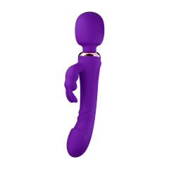 9.65" Purple Silicone 10-Mode Vibrator with Dual Stimulation Arm – Rechargeable Waterproof Design