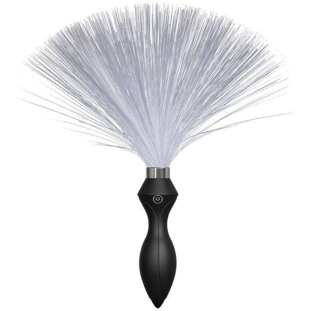 14.38" Black Silicone 10-Mode Vibrating Anal Plug with Light-Up Effect & Remote Control – Rechargeable Waterproof Design