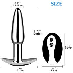 3.82'' Electroplated Silver Waterproof Rechargeable Metal Vibrating Anal Plug – 10-Mode and Remote-Controlled