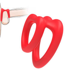 2.25" Red Medical Silicone Dual Cock Ring