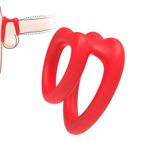 2.25" Red Medical Silicone Dual Cock Ring