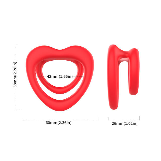 2.25" Red Medical Silicone Dual Cock Ring