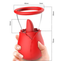 Customizable   7-Mode Vibrating Sucking & Tongue-Licking Rose Stimulator – Waterproof Silicone Clitoral Massager with Dual-Cup