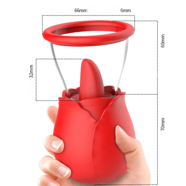 Customizable   7-Mode Vibrating Sucking & Tongue-Licking Rose Stimulator – Waterproof Silicone Clitoral Massager with Dual-Cup