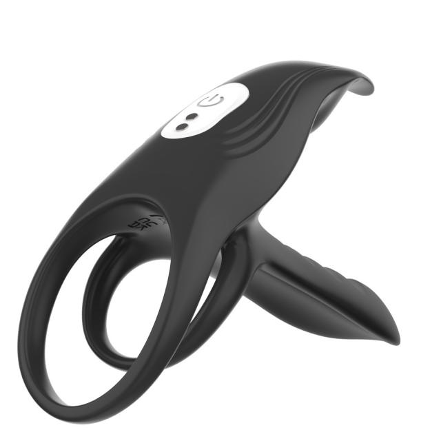 5.12" Black Dual-Stimulation Rechargeable Waterproof Remote-Control Silicone Vibrating Massager – 12 Modes