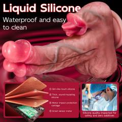 9.06" Flesh Rechargeable Waterproof Silicone Remote-Control Heating Thrusting Vibrator – 9 Modes
