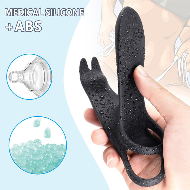 5.12" Black Dual-Stimulation Rechargeable Waterproof Remote-Control Silicone Vibrating Massager – 12 Modes