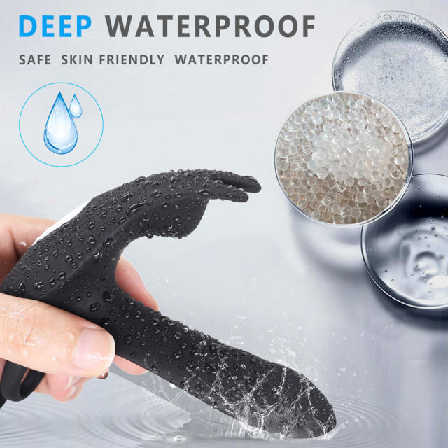 5.12" Black Dual-Stimulation Rechargeable Waterproof Remote-Control Silicone Vibrating Massager – 12 Modes