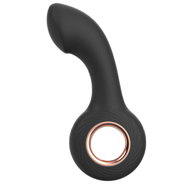 12-Mode Curved Vibrating Black Silicone Butt Plug