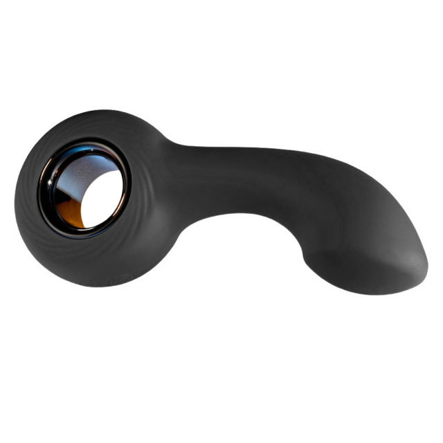 12-Mode Curved Vibrating Black Silicone Butt Plug