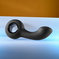 12-Mode Curved Vibrating Black Silicone Butt Plug