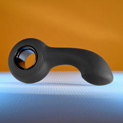 12-Mode Curved Vibrating Black Silicone Butt Plug