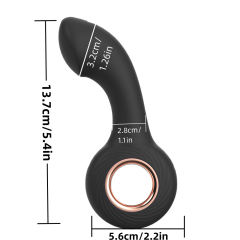 12-Mode Curved Vibrating Black Silicone Butt Plug