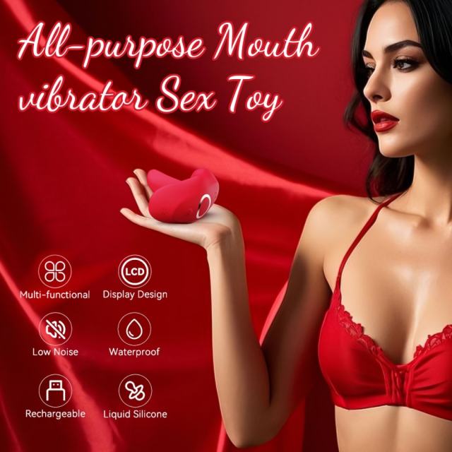 3.94" Red Rechargeable Waterproof  App-Controlled Tongue-Licking Vibrator – 9 Speeds