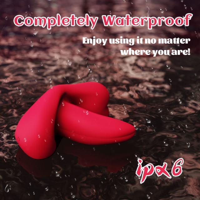 3.94" Red Rechargeable Waterproof  App-Controlled Tongue-Licking Vibrator – 9 Speeds