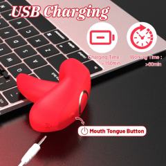 3.94" Red Rechargeable Waterproof  App-Controlled Tongue-Licking Vibrator – 9 Speeds