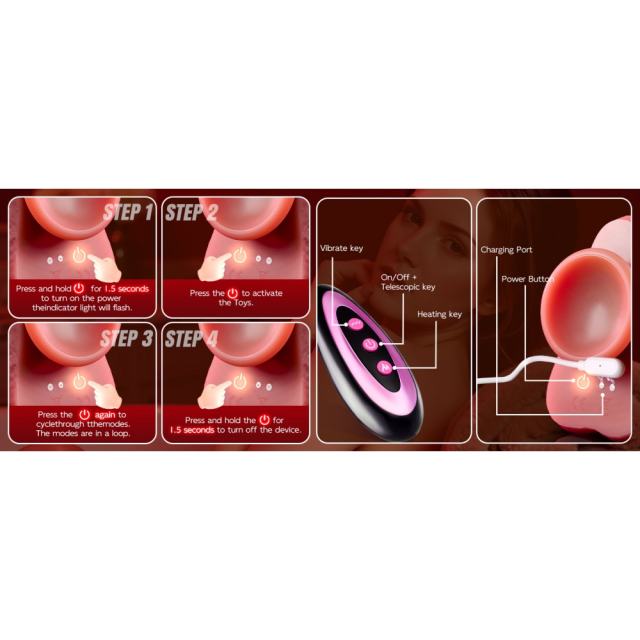9.06" Flesh Rechargeable Waterproof Silicone Remote-Control Heating Thrusting Vibrator – 9 Modes