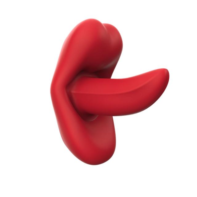 3.94" Red Rechargeable Waterproof  App-Controlled Tongue-Licking Vibrator – 9 Speeds