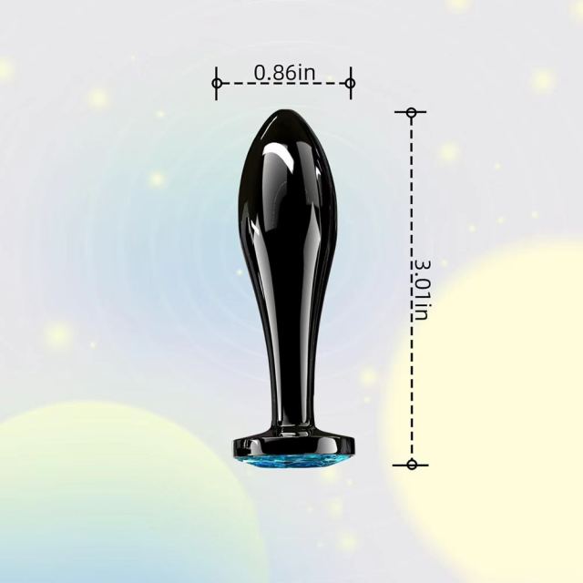 3.07" Gunmetal Metal Butt Plug – Blue Gem Base