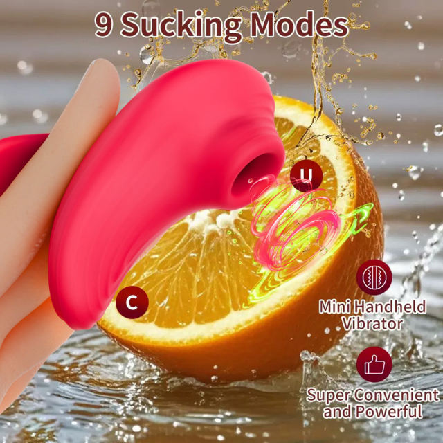10-Mode Red Rechargeable Waterproof Silicone Clitoral Sucking Stimulator with Finger-Grip Design