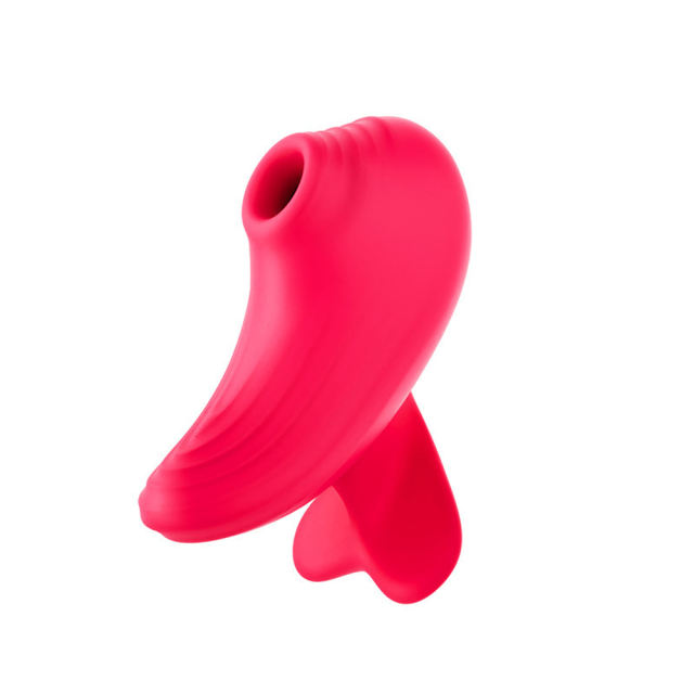 10-Mode Red Rechargeable Waterproof Silicone Clitoral Sucking Stimulator with Finger-Grip Design