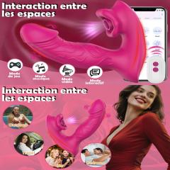 5.79'' Magenta Waterproof Rechargeable Silicone Vibrating & Sucking Dual-Use Vibrator – 9 Modes, App & Remote Controlled