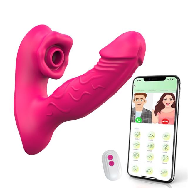 5.79'' Magenta Waterproof Rechargeable Silicone Vibrating & Sucking Dual-Use Vibrator – 9 Modes, App & Remote Controlled