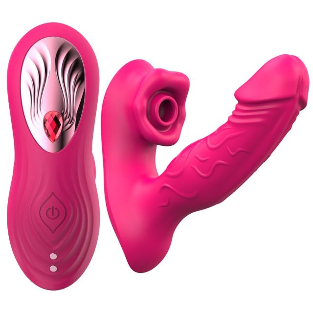 5.79'' Magenta Waterproof Rechargeable Silicone Vibrating & Sucking Dual-Use Vibrator – 9 Modes, App & Remote Controlled