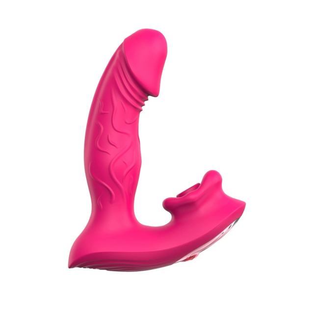 5.79'' Magenta Waterproof Rechargeable Silicone Vibrating & Sucking Dual-Use Vibrator – 9 Modes, App & Remote Controlled