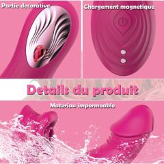 5.79'' Magenta Waterproof Rechargeable Silicone Vibrating & Sucking Dual-Use Vibrator – 9 Modes, App & Remote Controlled