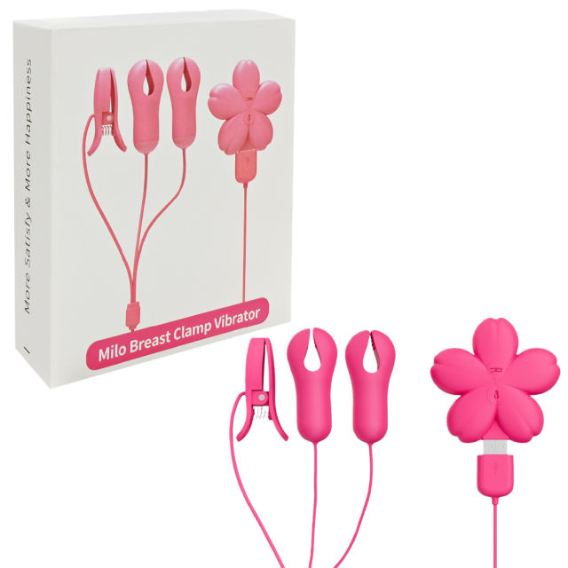 Magenta 10-Mode Vibrating Nipple &amp; Clitoral Clamp Set – USB Rechargeable, Dual-Stimulation, Waterproof