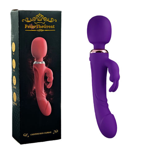 9.65" Purple Silicone 10-Mode Vibrator with Dual Stimulation Arm – Rechargeable Waterproof Design