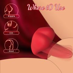 3.94" Red Rechargeable Waterproof  App-Controlled Tongue-Licking Vibrator – 9 Speeds