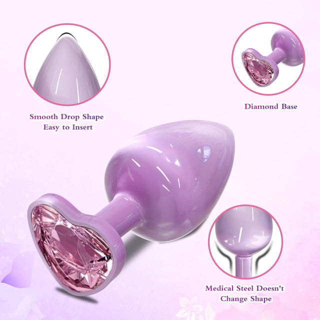 2.76" Pink Gem Base Metal Butt Plug