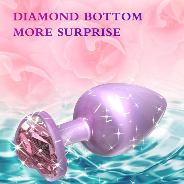 2.76" Pink Gem Base Metal Butt Plug