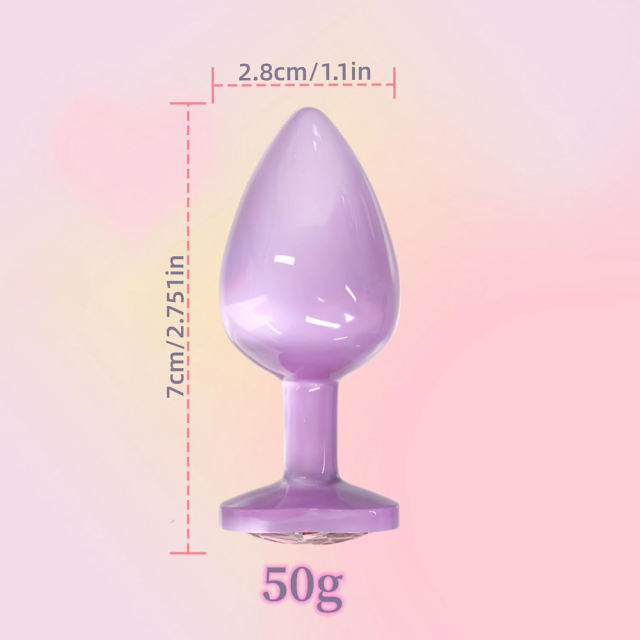 2.76" Pink Gem Base Metal Butt Plug